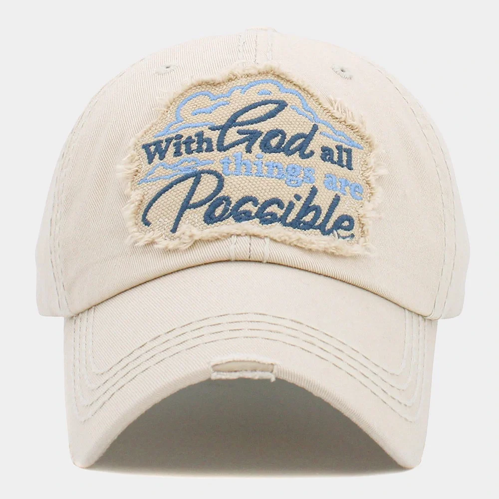 Beige Cap with Inspirational Embroidery